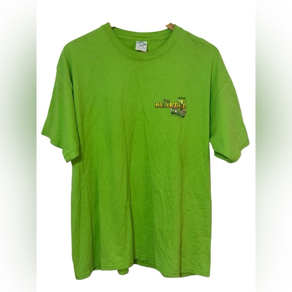 VTG Men's XL "The Bearded Clam" Bahamas Restaurant Lime Green Graphic T-Shirt - Picture 3 of 3